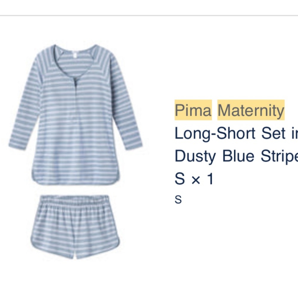 Pima Maternity Dusty Blue Striped Nursing Pajama Set